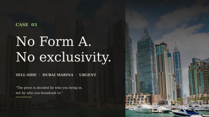 Срочная продажа на Marina — без Form A, без эксклюзива